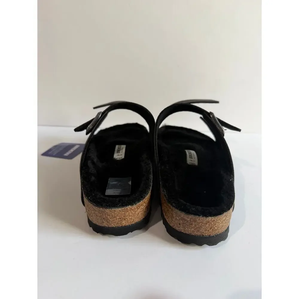 Birkenstock Arizona BS Shearling Lined Slides Desert Dust BLACK Sz EU 41 NARROW